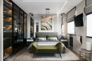 Спальня в трёхкомнатной квартире в Ярославле