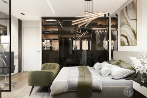 Спальня в трёхкомнатной квартире в Ярославле