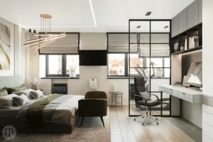 Спальня в трёхкомнатной квартире в Ярославле