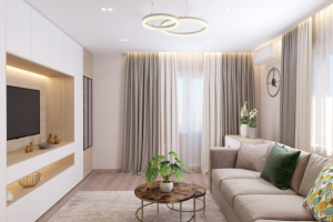 Гостиная в двухкомнатной квартире в Ярославле