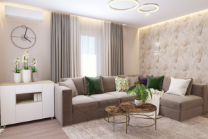 Гостиная в двухкомнатной квартире в Ярославле