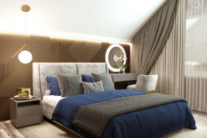 Спальня на мансардном этаже частного дома в Вологде