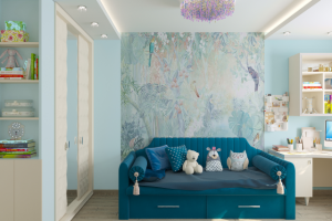 Комната девочки в трёхкомнатной квартире в Москве