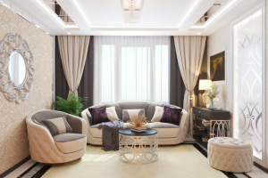 Гостиная в трёхкомнатной квартире в Москве