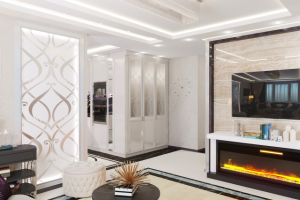 Гостиная в трёхкомнатной квартире в Москве