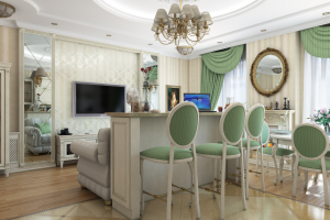 Кухня-гостиная в классическом стиле в г. Пушкин