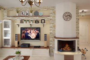 Гостиная-столовая в коттедже 200 кв.м.