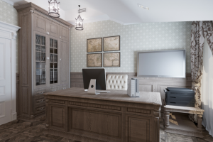 Кабинет в неоклассическом стиле для коттеджа 350 кв.м.