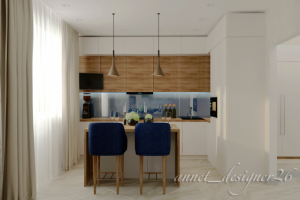 Дизайн проект  кухни-гостиной  в г. Москва