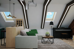 Дизайн проект мансарды в тан хаусе