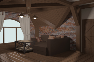 гостиная с балками