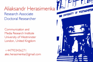 Business card for Research Associate & Doctoral Researcher