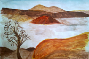 Вулкан (акварель)