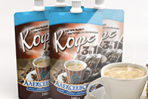 Концепция упаковки жидкого кофе 3в1