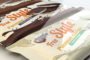 Дизайн упаковки и логотипа рисовых слайсов «Free Style»