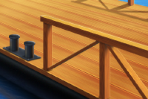 Кусочек иллюстрации деревянного пирса на понтоне)