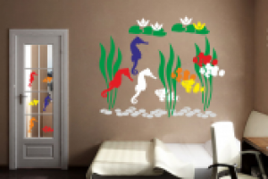 Виниловые наклейки - рыбки и водоросли цветные