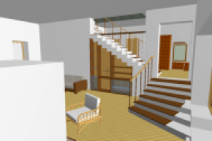 Интерьер загородного дома - столовая-гостиная