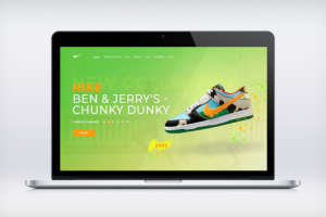 Первый экран лендинга интернет магазина спортивной обуви "Nike"