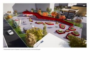 Дворовое пространство осеннее время