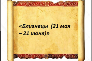 «Близнецы  (21 мая – 21 июня)»
