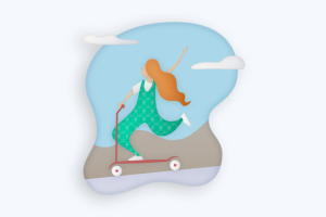 Девочка на самокате