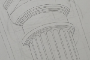 Капитель (конструктивный рисунок, учебная постановка)