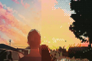 Пиксель-арт рассвет с любимой