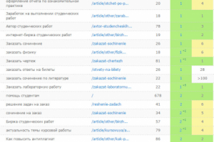 Рост позиций сайта по запросам в тематике "студенческие работы"