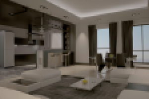 Интерьер гостиной совмещенной с кухней и холлом