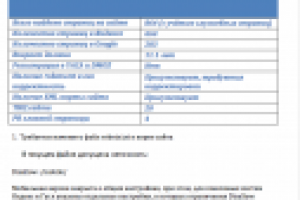 Пример реального аудита: Seo показатели (фрагмент)
