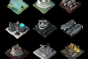 3д иконки-здания для компьютерной игры