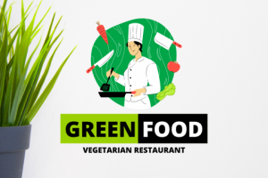 Логотип вегетарианского ресторана "Green Food"