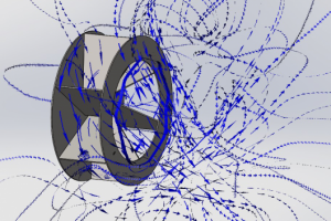 Крыльчатка вытяжки для деревообработки. Траектория потока.