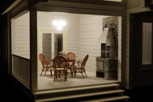 веранда частного дома - вид ночной