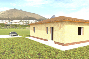 визуализация кирпичного дома без окон и двери