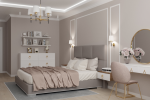 Спальня в пудровых тонах