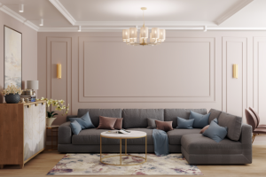 Гостиная в пудровых тонах