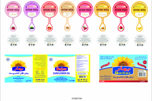 Этикетки крем-мед и подсолнечное масло