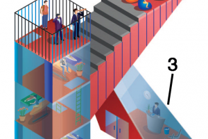 Векторная изометрия дома-буквы (кинотеатра)