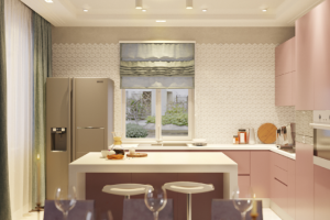 Кухня в розовых тонах