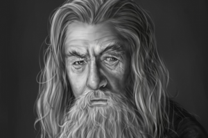 Черно-белый реалистичный портрет.