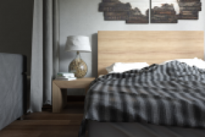 Квартира в Москве. Спальня в серых тонах. Ракурс 1