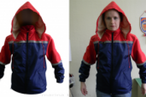 Изъятие модели из куртки после съёмки
