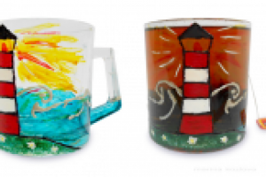 Стеклянная кружка с росписью "Маяк"