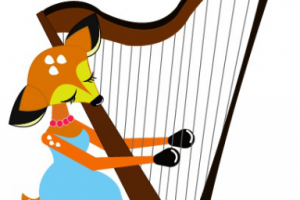 Олененок играет на арфе векторная иллюстрация