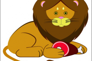 Лев с мясом векторный рисунок