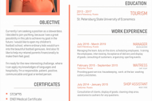 Резюме для стюардессы на английском