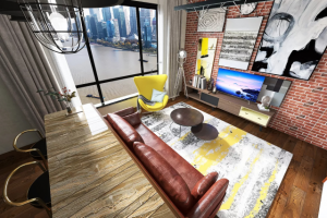 Дизайн-проект кухни-гостиной в стиле лофт.