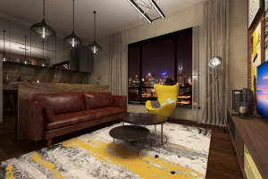 Дизайн-проект кухни-гостиной в стиле лофт.